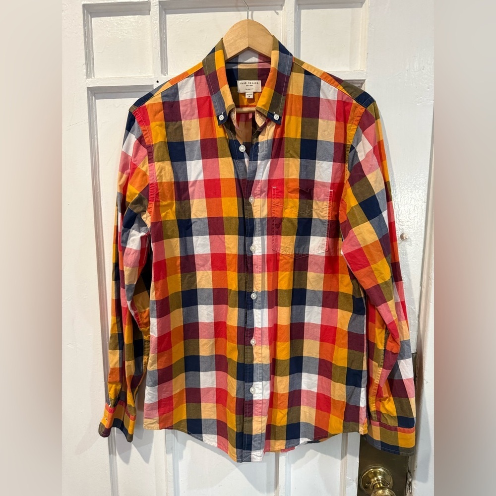 Club Monaco Colorful Plaid Button Down Shirt